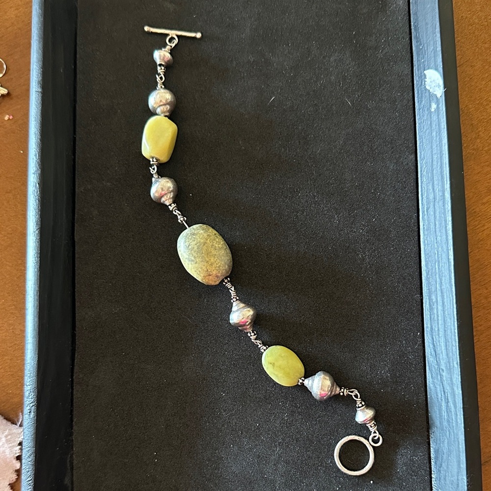Gorgeous natural stone and 925 Silver Beaded Bracelet